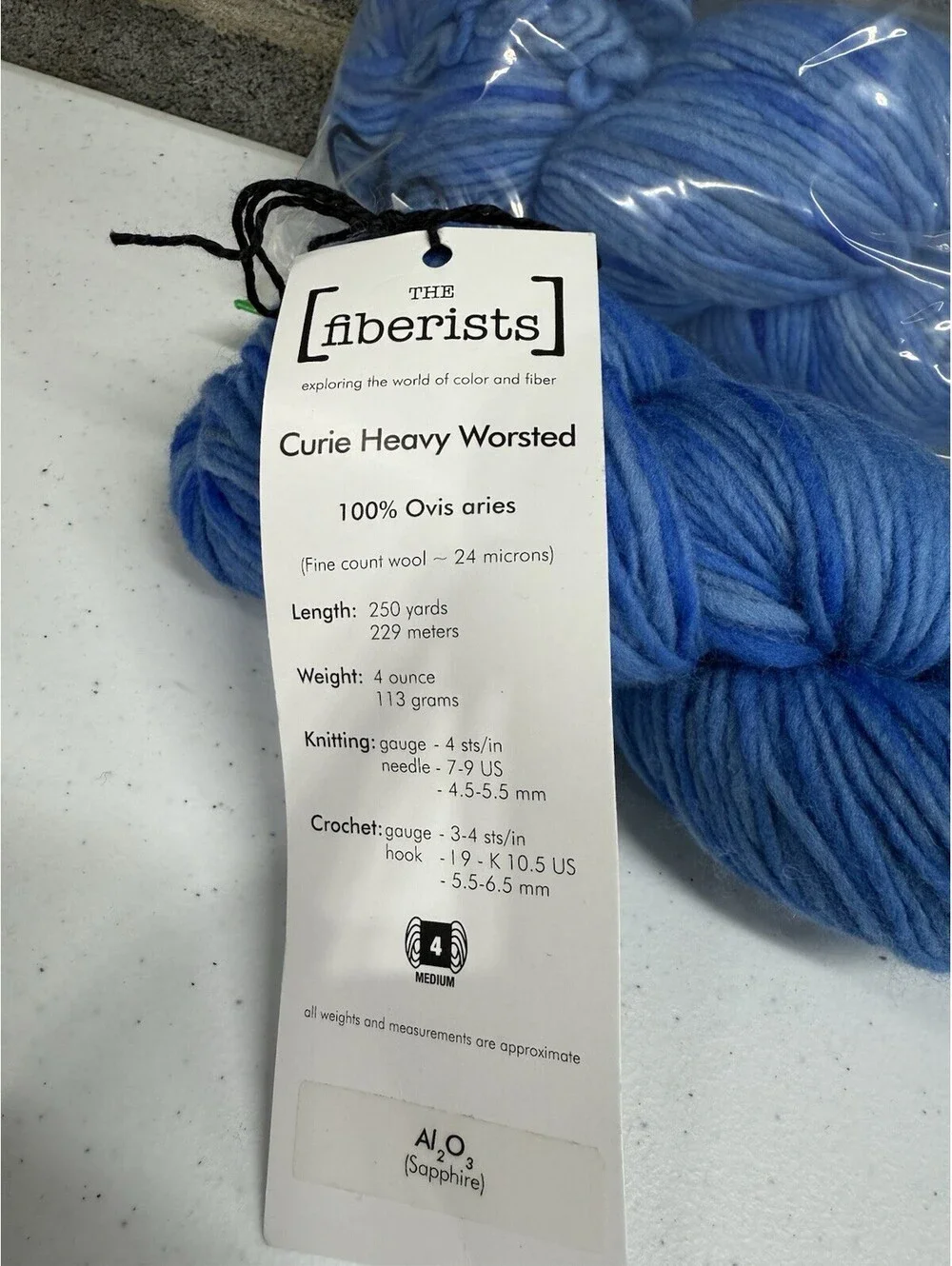 The Fiberists Curie Heavy Worsted 100% Ovis Aries Yarn Mixed Blues 4 Skein Lot